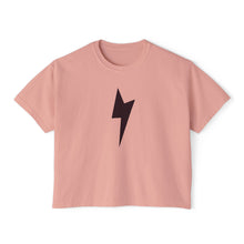 Boxy Tee — Minimal Lightning Bolt Graphic Tee (Back Smiley Lightning Design)