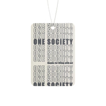 Car Air Freshener — "One Society" Repeating Retro Text Air Freshener