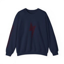 Lightning Bolt Crewneck Sweatshirt — Minimal Graphic Pullover with Sleeve Text