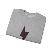 Lightning Bolt Crewneck Sweatshirt — Minimal Graphic Pullover with Sleeve Text