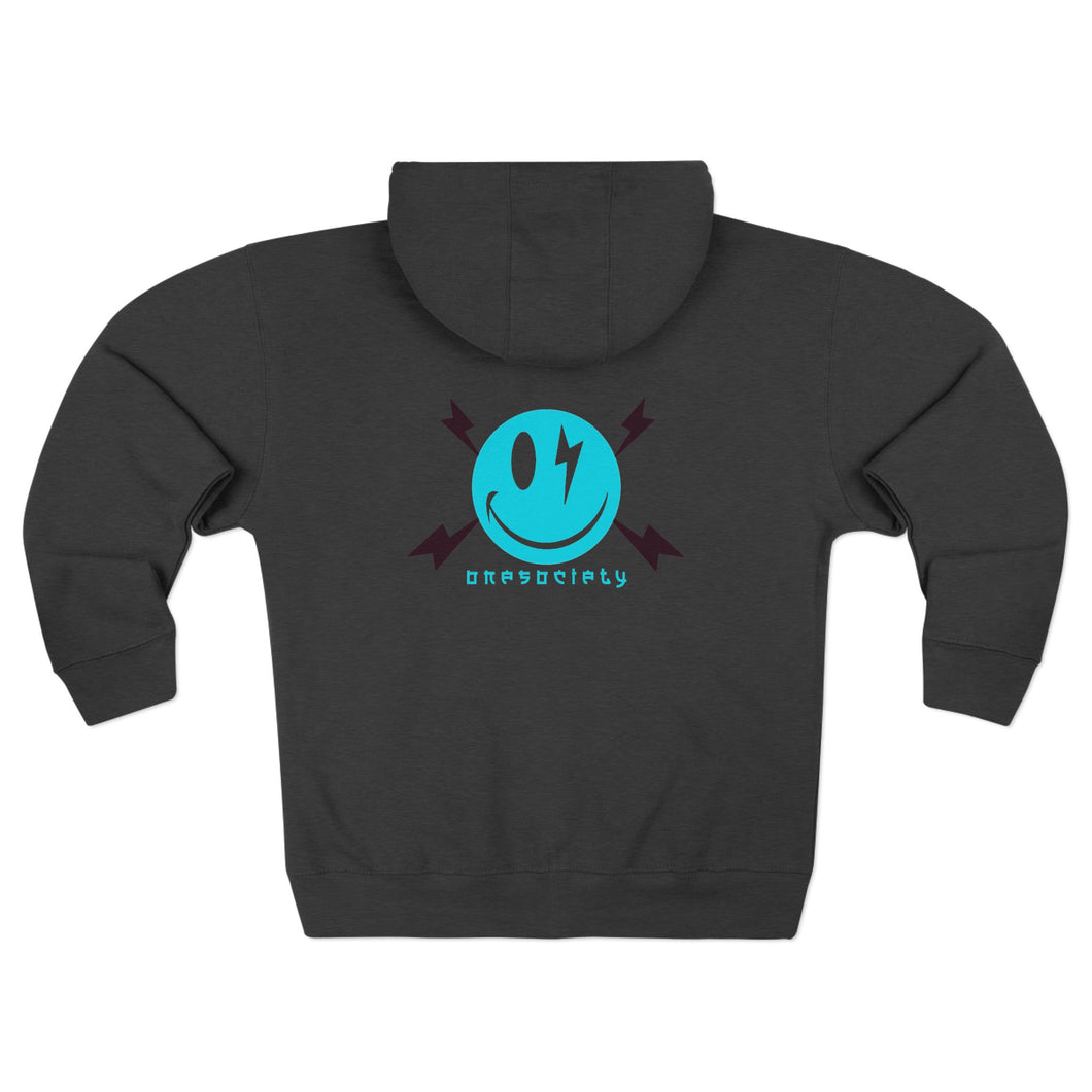 Bolt Smile Zip Hoodie — Electric Smile Graphic Zip-Up Hoodie