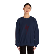 Lightning Bolt Crewneck Sweatshirt — Minimal Graphic Pullover with Sleeve Text