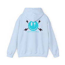 Electric Smile Hoodie — Blue Lightning Smiley Graphic Sweatshirt