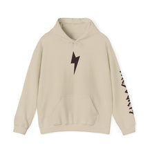Lightning Bolt Hoodie — Minimal Graphic Pullover with Sleeve 'One Society' Text