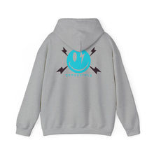 Electric Smile Hoodie — Blue Lightning Smiley Graphic Sweatshirt