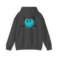 Electric Smile Hoodie — Blue Lightning Smiley Graphic Sweatshirt