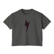 Boxy Tee — Minimal Lightning Bolt Graphic Tee (Back Smiley Lightning Design)