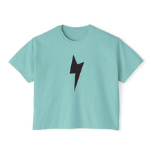 Boxy Tee — Minimal Lightning Bolt Graphic Tee (Back Smiley Lightning Design)
