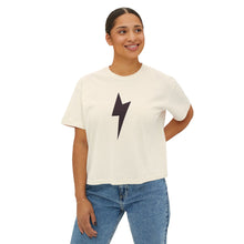 Boxy Tee — Minimal Lightning Bolt Graphic Tee (Back Smiley Lightning Design)