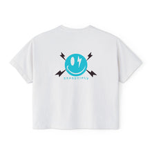 Boxy Tee — Minimal Lightning Bolt Graphic Tee (Back Smiley Lightning Design)