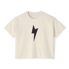 Boxy Tee — Minimal Lightning Bolt Graphic Tee (Back Smiley Lightning Design)