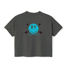 Boxy Tee — Minimal Lightning Bolt Graphic Tee (Back Smiley Lightning Design)