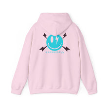 Electric Smile Hoodie — Blue Lightning Smiley Graphic Sweatshirt