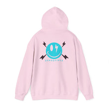 Electric Smile Hoodie — Blue Lightning Smiley Graphic Sweatshirt
