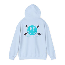 Electric Smile Hoodie — Blue Lightning Smiley Graphic Sweatshirt