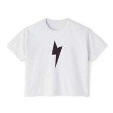 Boxy Tee — Minimal Lightning Bolt Graphic Tee (Back Smiley Lightning Design)