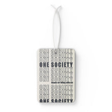 Car Air Freshener — "One Society" Repeating Retro Text Air Freshener
