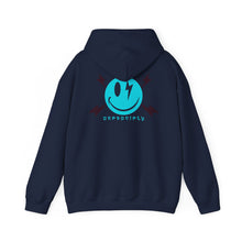 Electric Smile Hoodie — Blue Lightning Smiley Graphic Sweatshirt