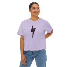 Boxy Tee — Minimal Lightning Bolt Graphic Tee (Back Smiley Lightning Design)