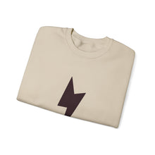Lightning Bolt Crewneck Sweatshirt — Minimal Graphic Pullover with Sleeve Text