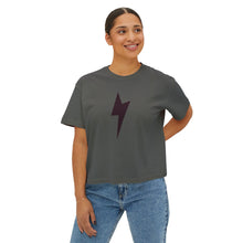 Boxy Tee — Minimal Lightning Bolt Graphic Tee (Back Smiley Lightning Design)