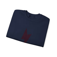 Lightning Bolt Crewneck Sweatshirt — Minimal Graphic Pullover with Sleeve Text
